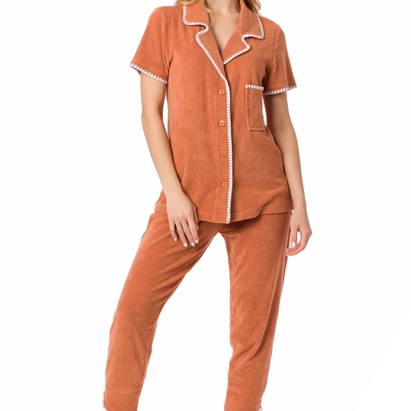 Suvi NYC women's 3-piece short-pants and jacket pajama set . Terry Cotton - Picture 6 of 15